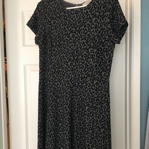 LOFT Black/Grey Leopard Print Workwear Dress -Sz 8